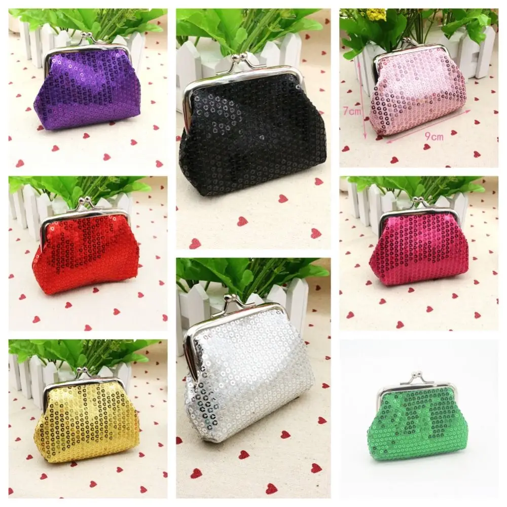 Card Holder Sequin Coin Purse Portable Kiss Clasp Lock Money Bag Small Purse Bag Handbag Storage Clutch Lipstick Male
