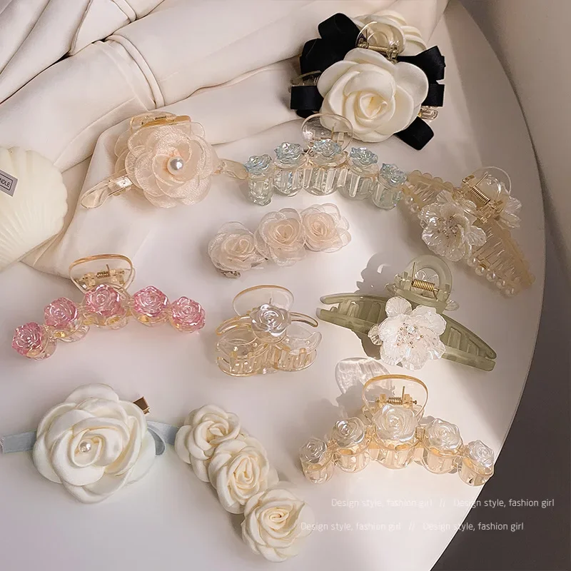 

Hairpins, female camellias, grab clips, flowers, shark clips, back of the head, clips, headgear