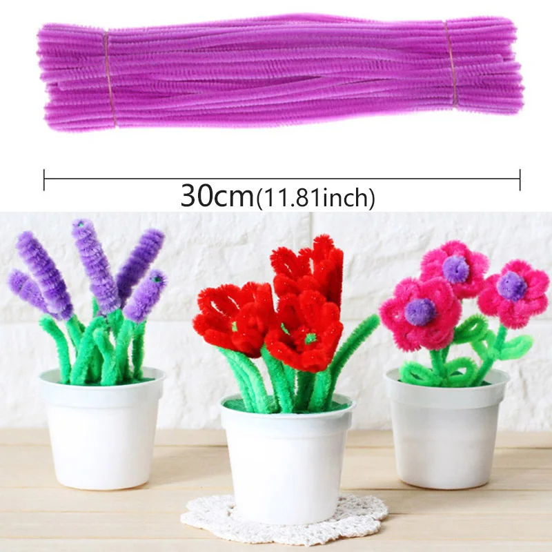 100PCS Vibrant DIY Twisted Wool Craft Sticks for Creative Art Projects