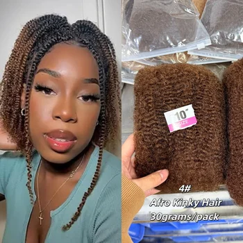 QVR Kinky Twist Crochet Braiding Hair 50g/Pc Human Hair Bundles 10-18 Inches Afro Kinky Curly Bulk Hair Human Hair Bulks 1