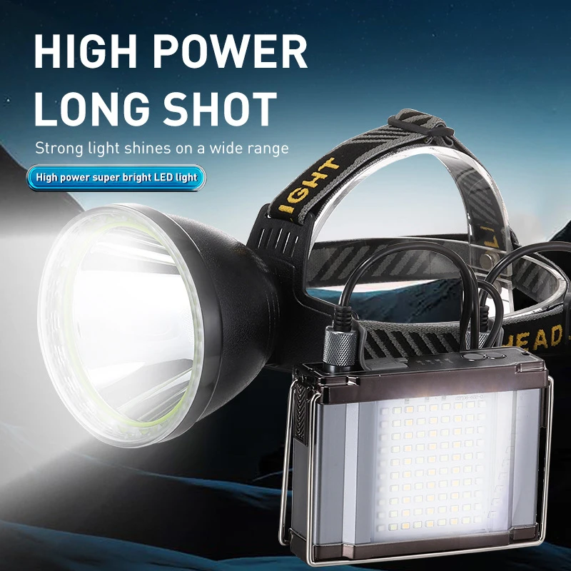 Lsnisni Lampe Frontale, 18000 Lumens Torche Frontale Ultra Puissante, USB Rechargeable Lère