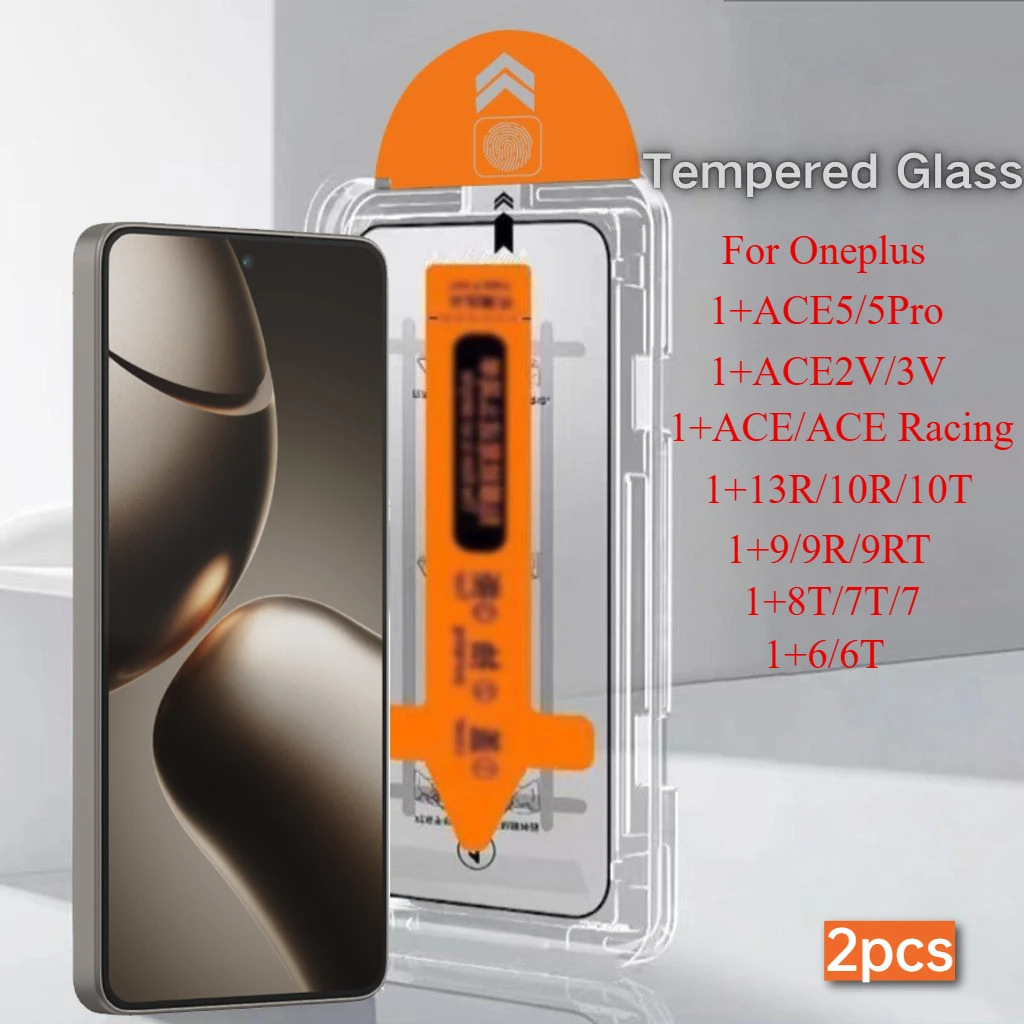 2PCS Für Oneplus 13R ACE5 Pro 2V 3V 10T 10R HD Glas Screen Protectors für Oneplus 8T 9R 9 9RT 7T 7 6T Oleophobe Beschichtung Glas