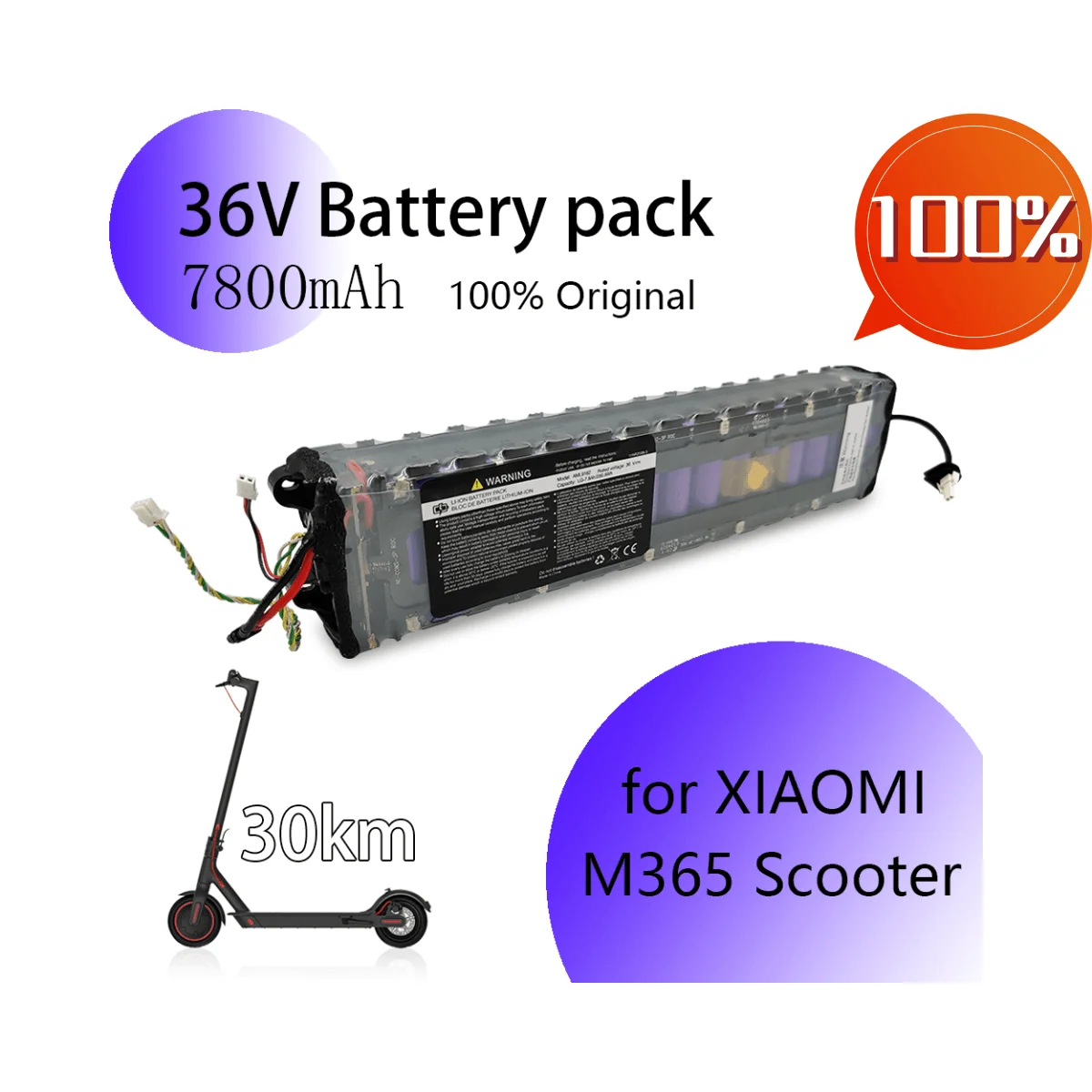 

10S3P 36V 7800mAh Scooter Battery Pack Suitable For Mi Jia M365, Electric Scooters, BMS Board Waterproof Bluetooth Communication