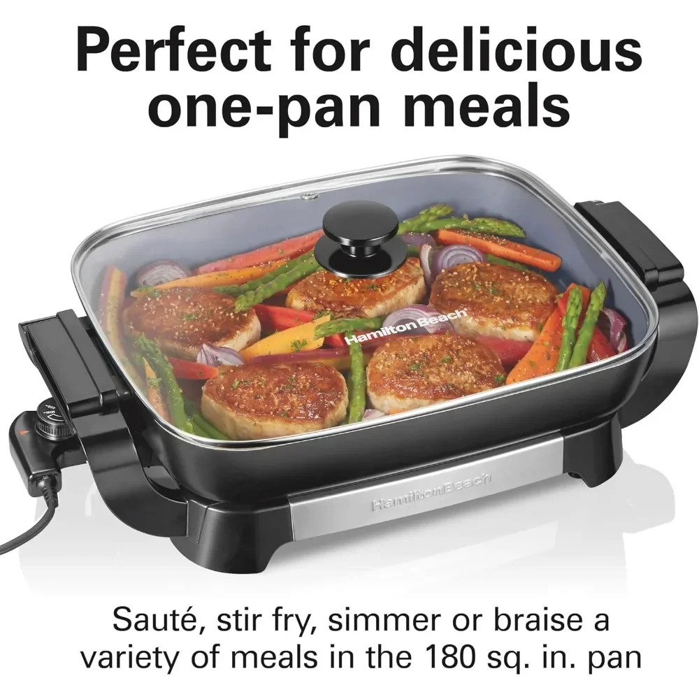 Electric Skillet with PFAS-Free Durathon Ceramic Coating, Removable 12x15” Pan, Adjustable Temperature 2