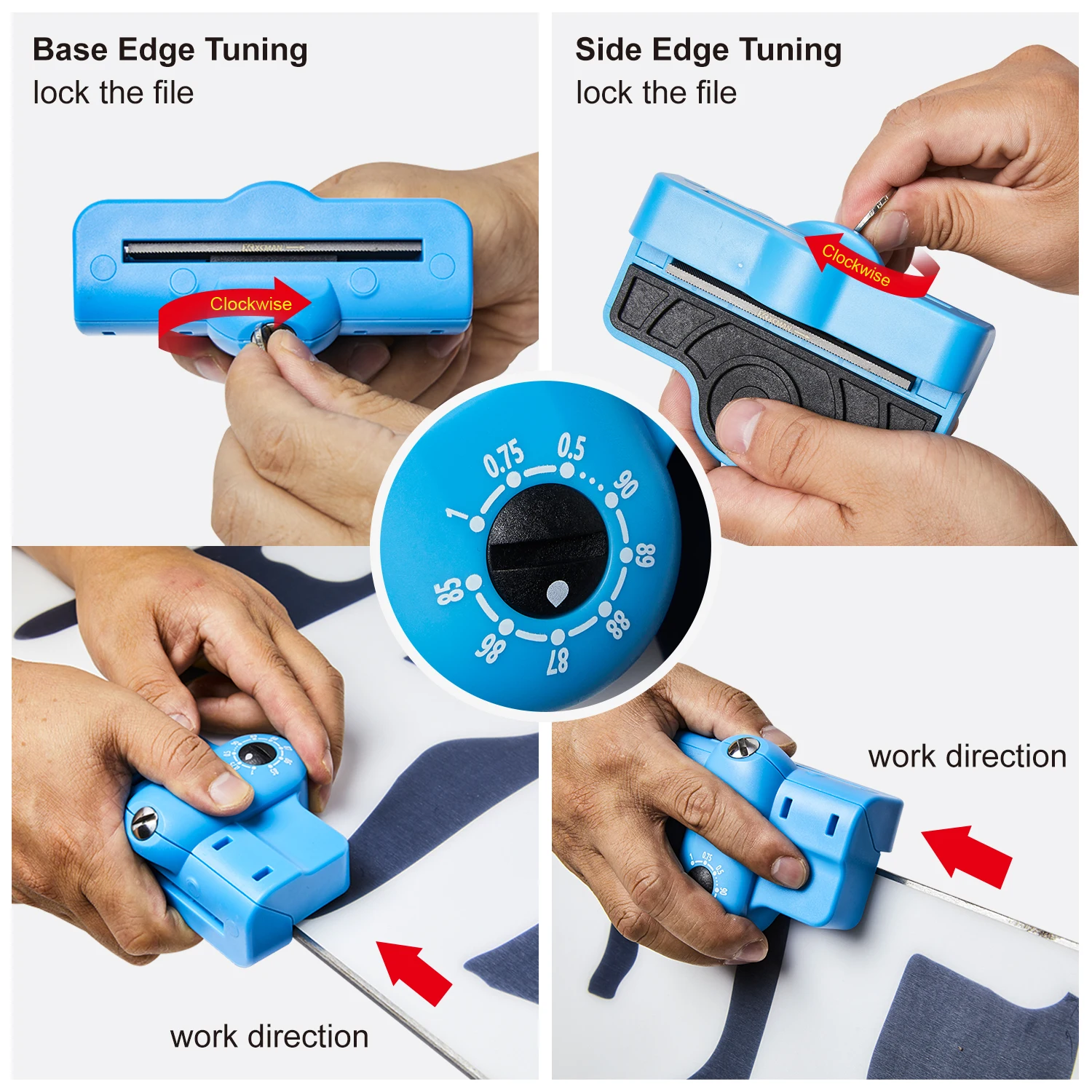 XCMAN-Tuning Edge ChlorKit avec Tuner Latéral et de Base, GUNIStone 120 Grit, Ski 506, InPorter, 3Pcs Diamon