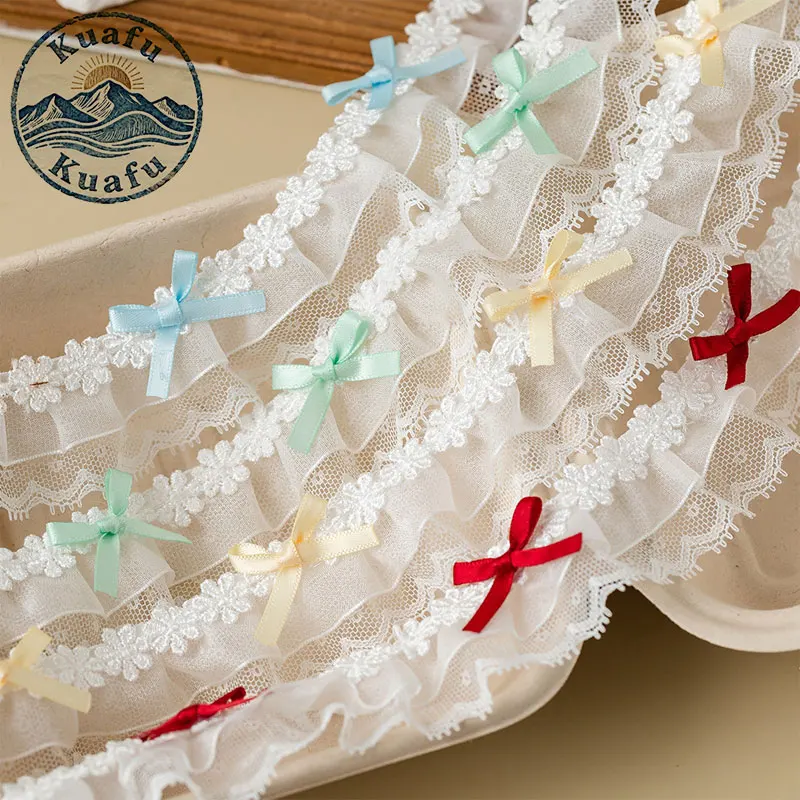 Elegant Bow Pleated Lace Ruffle Ribbon for DIY Crafts and Sewing Projects