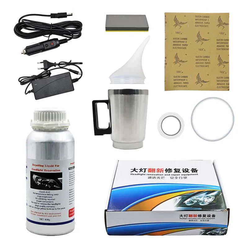 Car Headlight Repair Tool Headlamp Polish Kit Refurbishment Liquid 100/300/800ml Atomization Cup Headlight Restoration Set