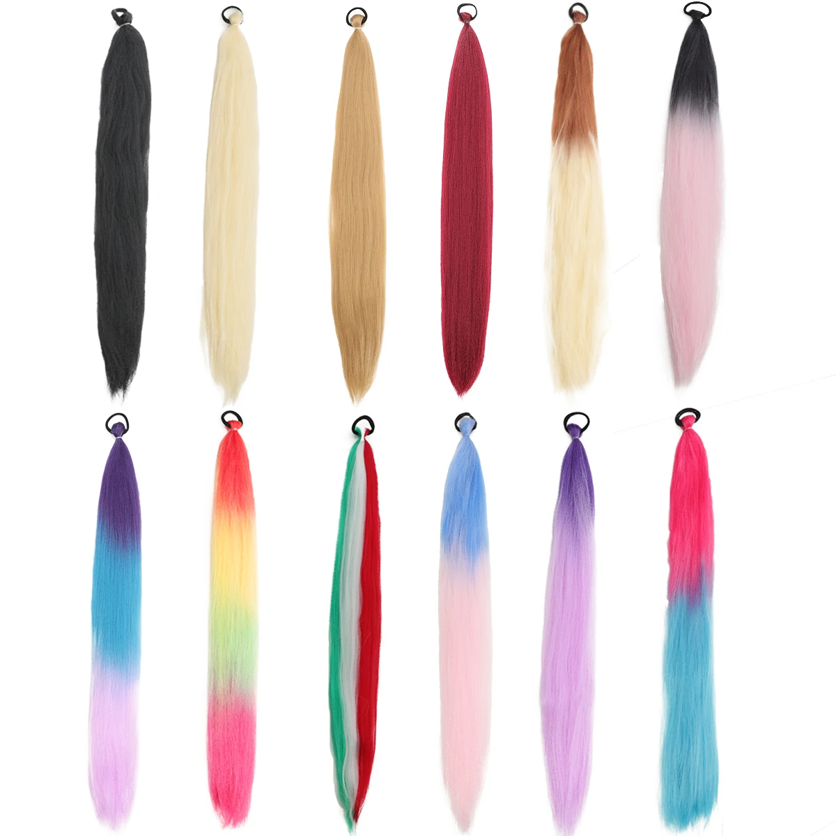 Synthetic rubber band braided ponytail gradient natural women and children ponytail extension elastic fake ponytail