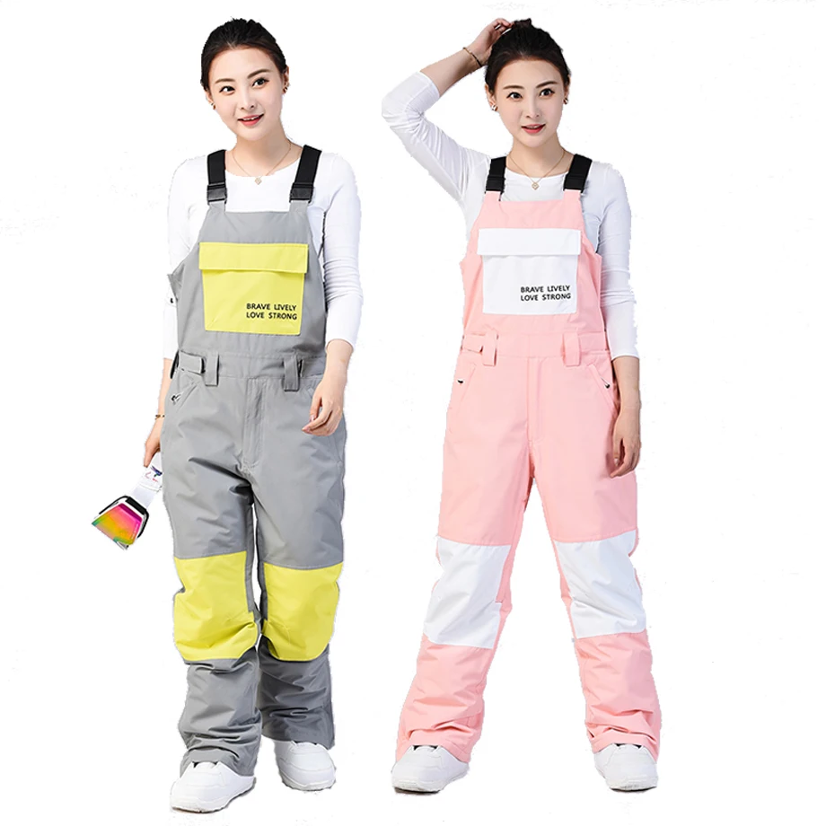 Men's and Women's Snow Suit Wear, Waterproof Winter Straps Trousers, Skiing and Snowboard Overalls, Ice Suspender Pants, Bibs