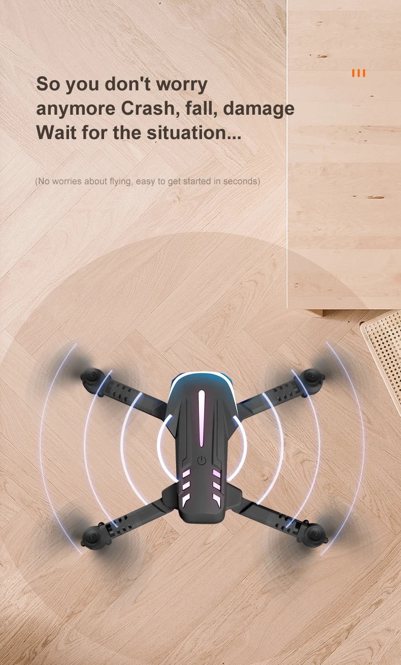 K109 Mini Drone - 2024 New Breathing Light 4K Dual HD Camera Automatic Obstacle Avoidance Professional Foldable Drone Quadcopter Gifts 35 K109 Mini Drone, no worries about flying, easy t0 get started in seconds