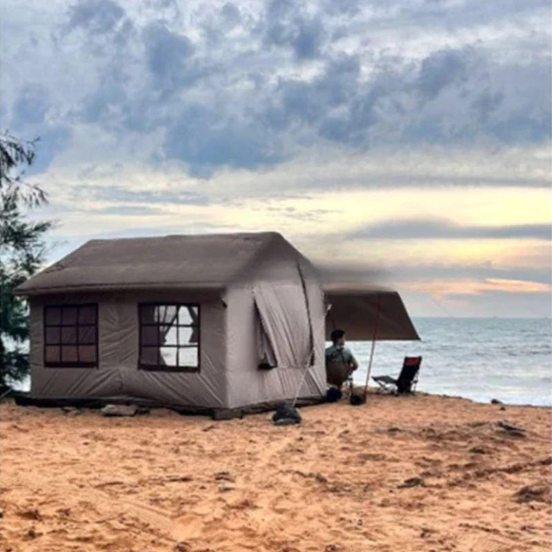 

Водонепроницаемая надувная палатка для кемпинга на открытом воздухе для разных людей, семейная надувная палатка из полиэстера