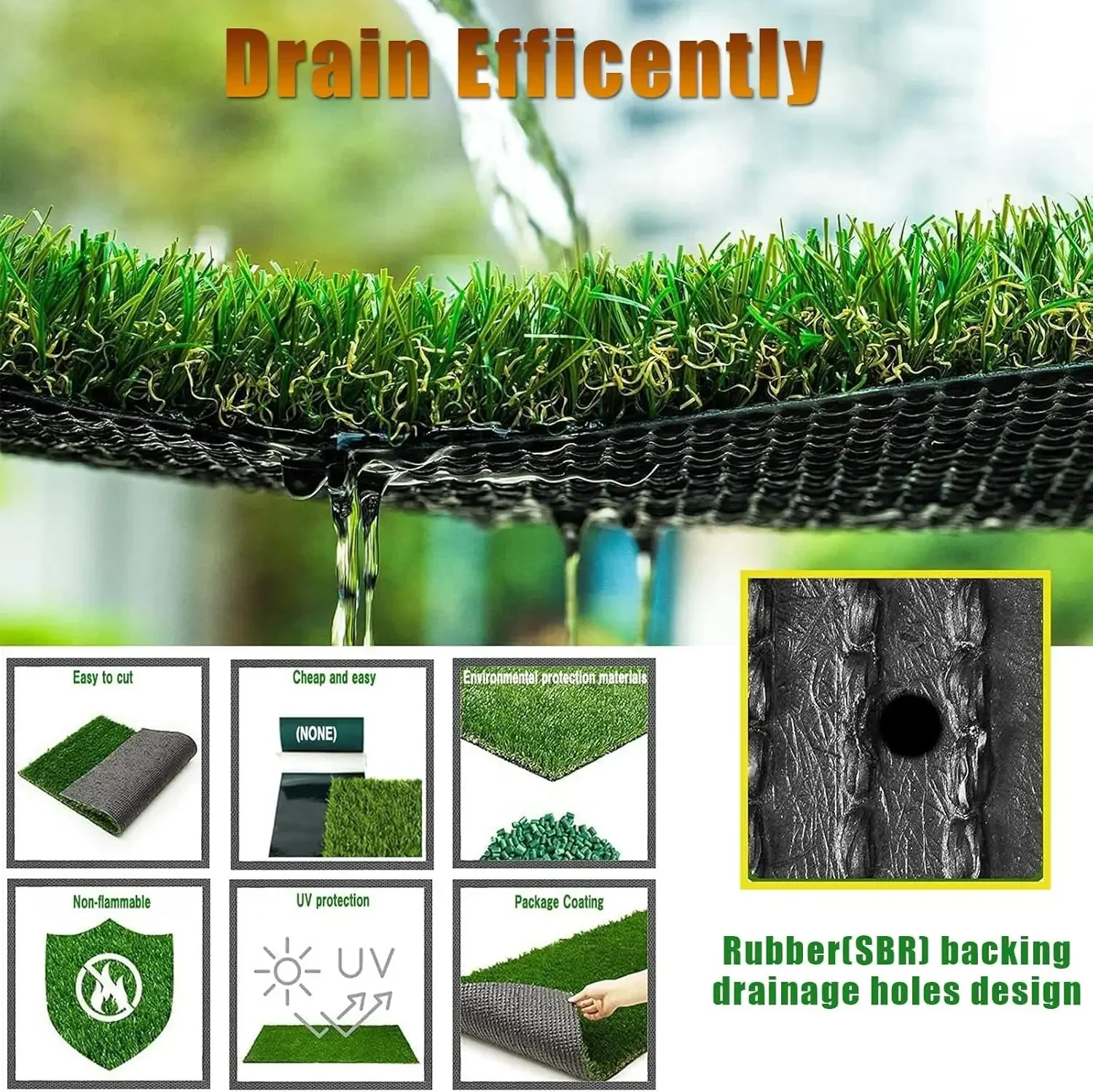 Artificial Turf Grass 4' x 11', 1.38 Inch Realistic Artificial Grass Rug, Fake Grass Mat Thick with Rubber Backing for Pets Dogs