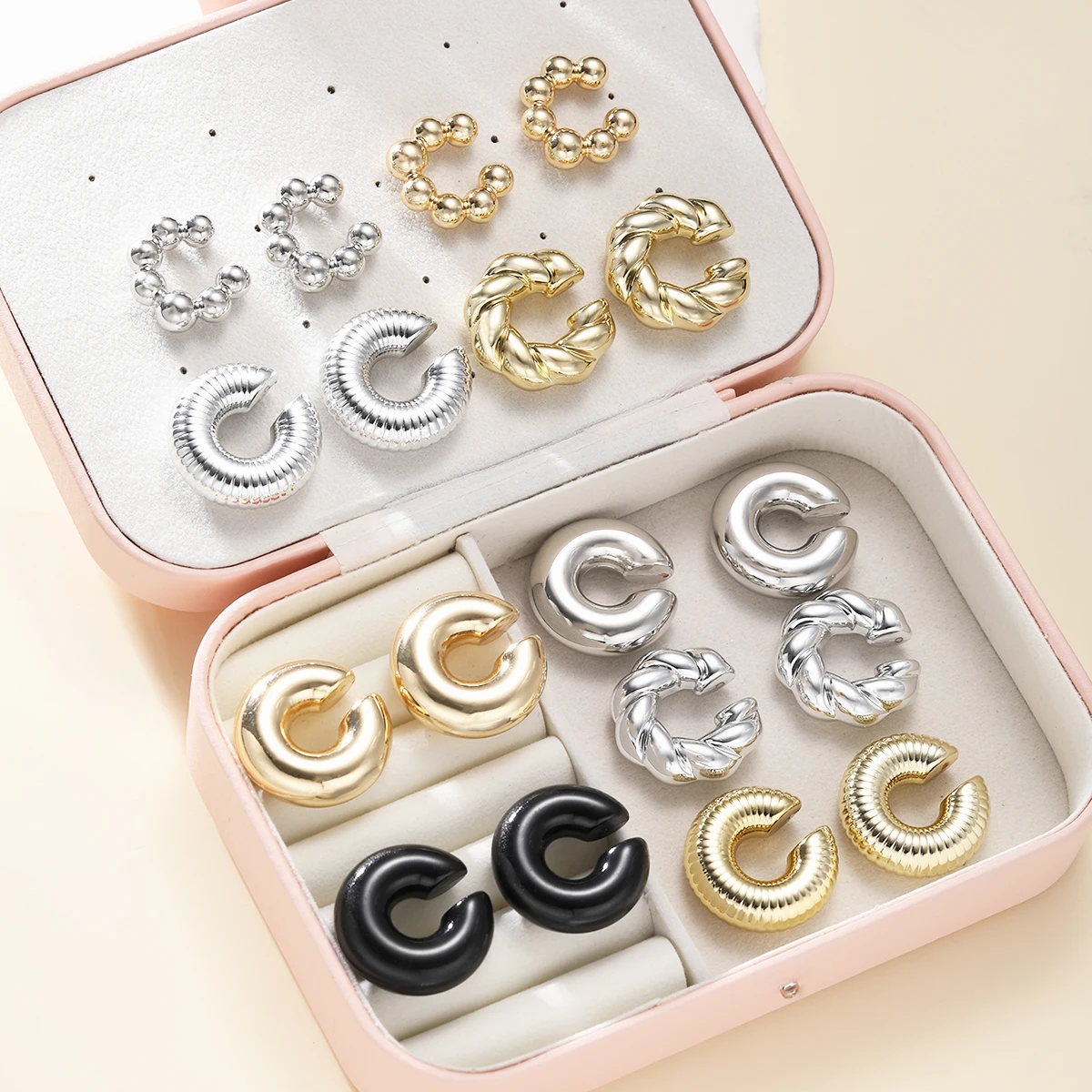 18 Pcs Vintage Smooth Circle C Shape Clip Earring For Women Fashion Lightweight No Piercing Cartilage Ear Cuff Punk Jewelry Gift