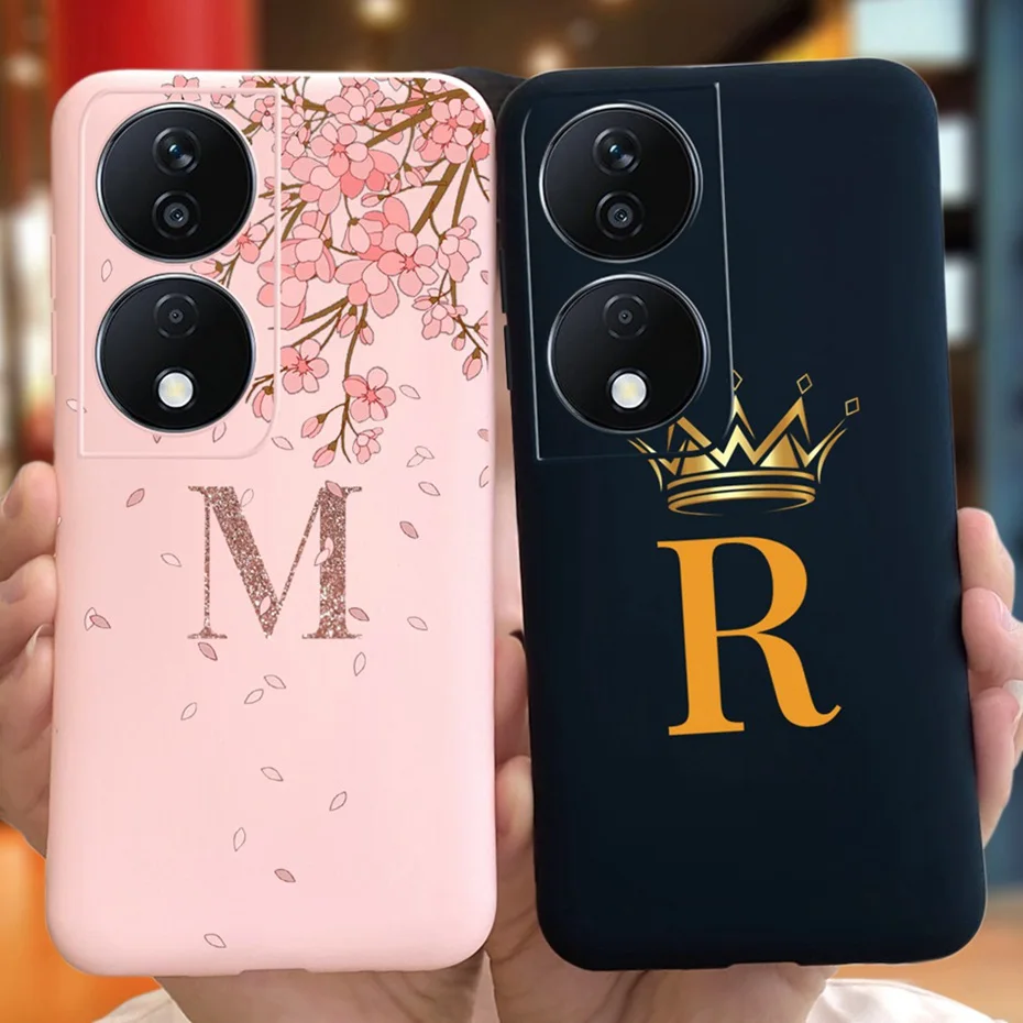 Fashion Crown Sakura Initial Letter Soft Silicon Phone Case - 2023 Edition