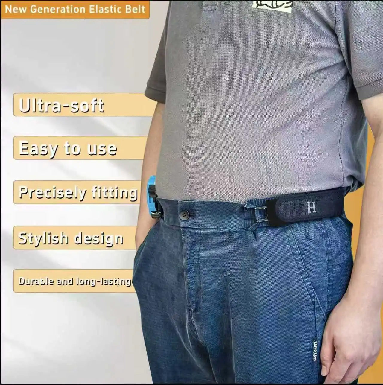 Enhanced Elastic Hook Belt - Adjustable Metal Hook for a No-Buckle, Invisible Fit - Ideal for Everyday Wear and Outdoor Activities