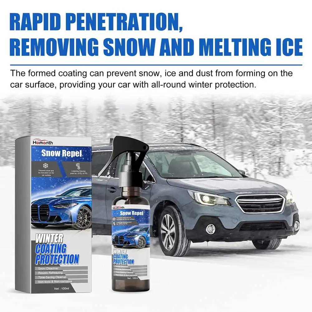 Car Windshield De-Icer Fast-Acting Ice Melting Spray for Windshields Multifunctional Saf Effective Defroster Spray for Winter