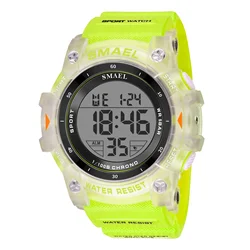Men's Waterproof LED Digital Sports Watch - Multifunctional Stopwatch & Alarm Clock, Lightweight Design (Transparent Green)