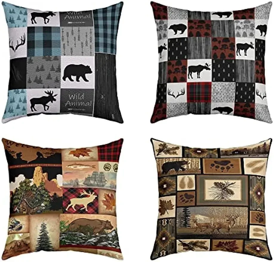 

Декоративная наволочка в виде загородного медведя, винтажная фермерская тема, квадратная наволочка для подушки, дивана, спальни, гостиной, льняной квадрат