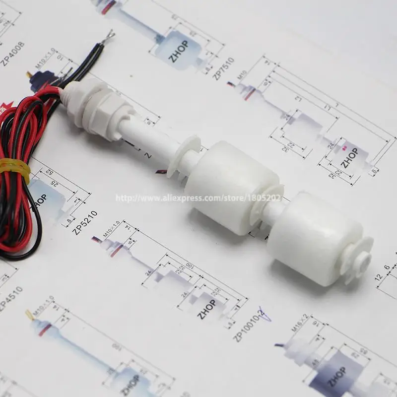 M10*100MM Dual Level Control PP Water Level Sensor Liquid Plastic Float Switch Tank 100V 220V ZP10010-2 water level switch,liquid level sensor