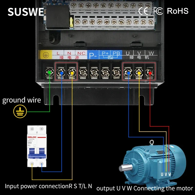 SU800 고성능 VFD 인버터, 가변 주파수 드라이브 컨버터, 3 상 모터용, 220V, 380V, 0.75KW, 1.5KW, 2.2KW