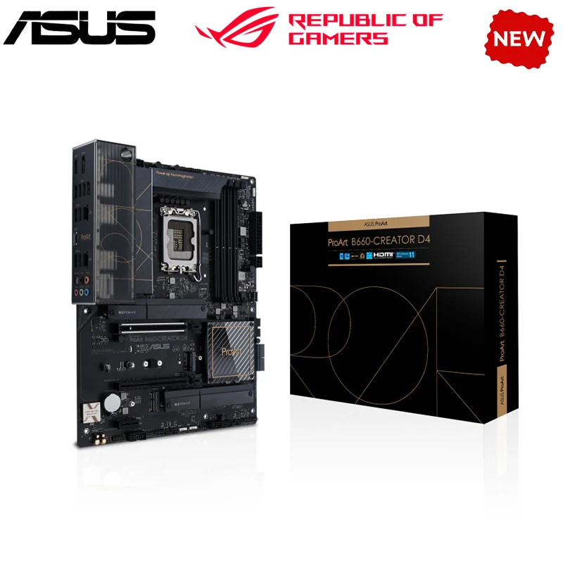 

NEW B660 For ASUS ProArt B660-CREATOR D4 LGA 1700 DDR4 Motherboard B660 Supports CPU i5 10400f i3 12100f 12400f