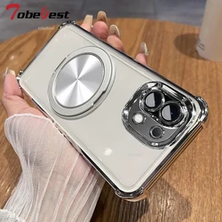 Clear Shockproof 360° Rotating Magnetic Phone Case with Plating Finish for OnePlus ACE 2 Pro (Silver)