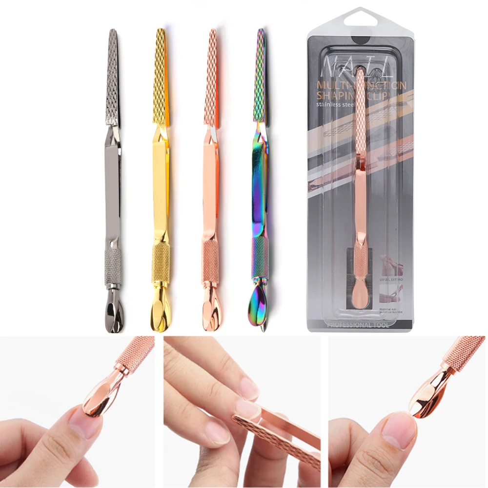 1PCNailPinchingToolCuticlePusherStainlessSteelNailShaping
