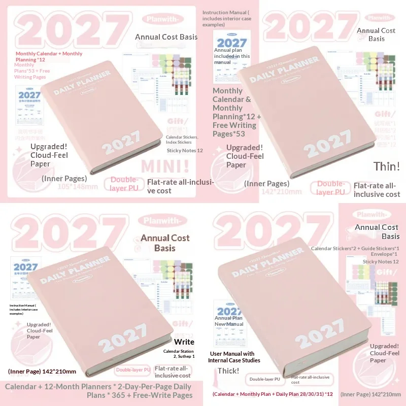 High Aesthetic 12-Month Daily Planner Notebook