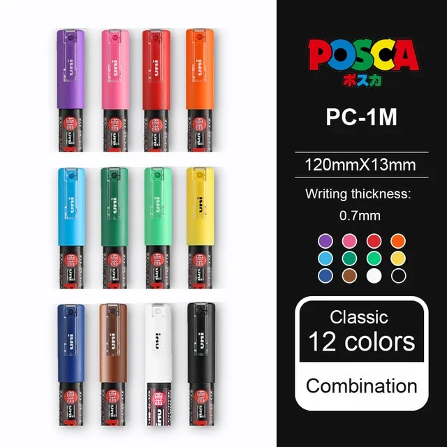 7Color UNI POSCA Markers Pen Set PC-1M PC-3M PC-5M Graffiti Painting Color  Marker Art Supplies Fabric Paint Stationery Supplies - AliExpress