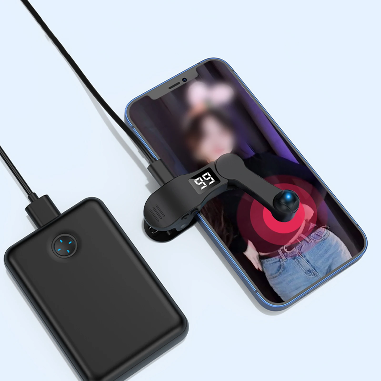 Digital Auto Screen Clicker Clip-on Clicker 108 Gears USB 180&deg; Rotation Simulation Finger Continuous Click for Smart Phone Apps
