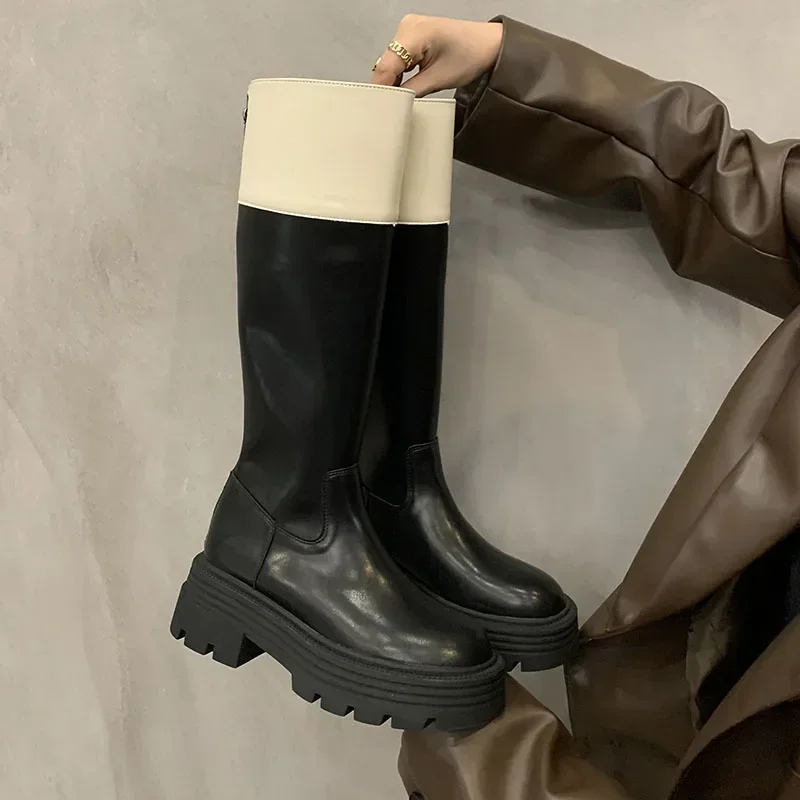 2023 Platform Women Knee High Boots Fashion Thick Bottom Ladies Elegant Long Knight Booties Winter Mix Colors Women's Footwear