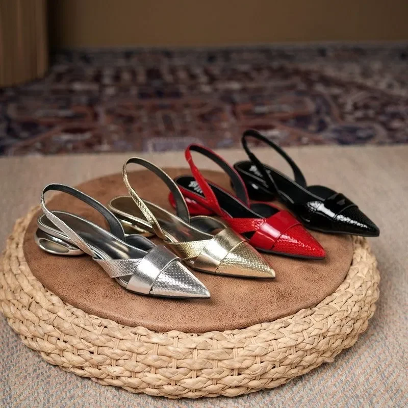 Women Slingback Pointed Toe Heels Sandals