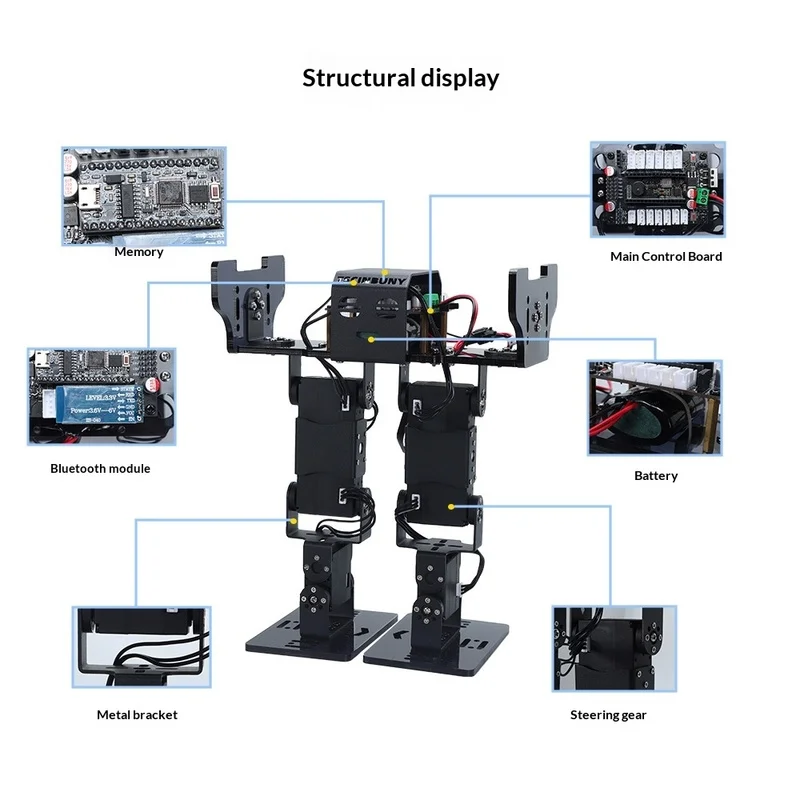 경쟁용 휴머노이드 로봇 STM32 메인 컨트롤 6 DOF 버스 서보 오픈 소스 프로그래밍 가능 휴대폰 앱 제어