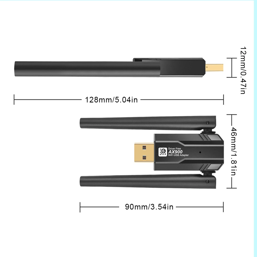 PC 노트북 태블릿용 네트워크 카드, 900Mbps USB 와이파이 6 어댑터, 듀얼 밴드 2.4/5Ghz