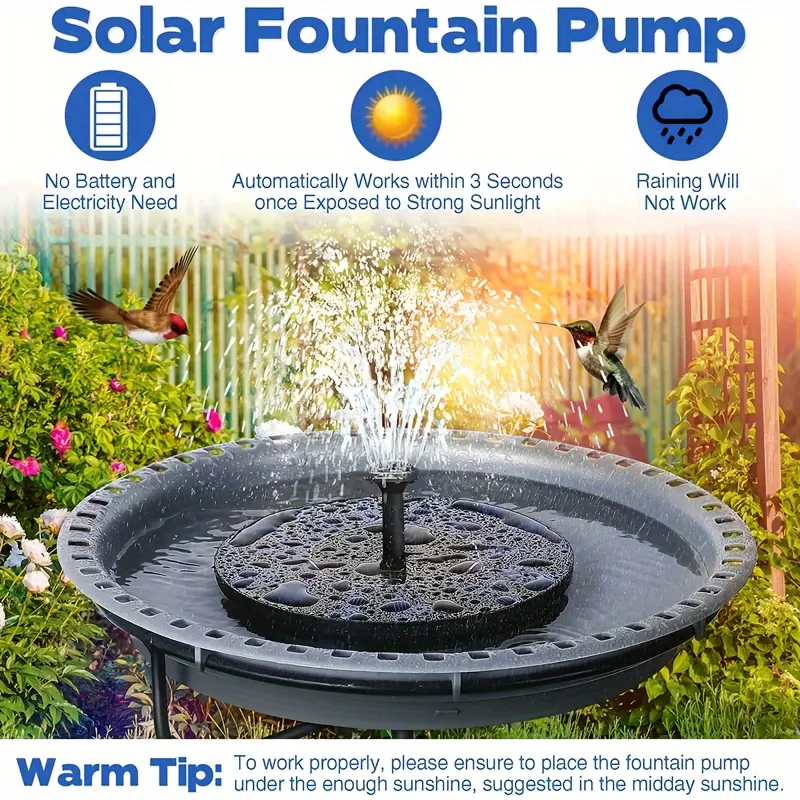 2.5W Solar Fountain Water Pump for Bird Bath Pond Swimming Pool Fish Tank Outdoor Pump 6 Nozzle Garden Decor