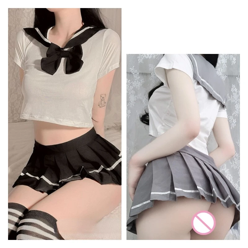 Sexy Schoolgirl Uniform Crop Top Erotic Skirt Pleated Cosplay Sexy Porn  Underwear Sex Set Women Brassiere Corset Nightgown Porno - Exotic Costumes  - AliExpress