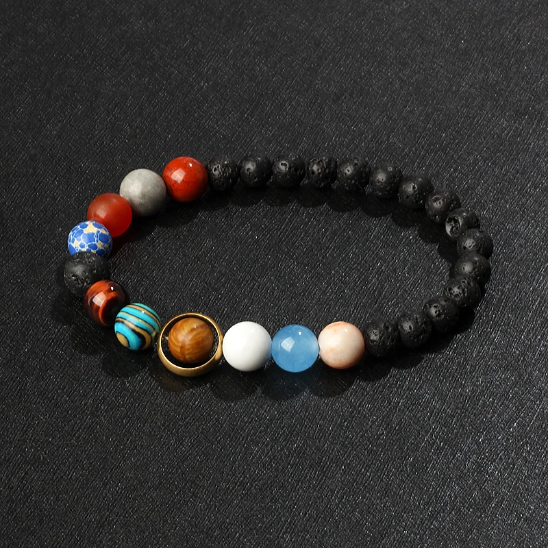 Embracenature napelemes Rendszer Nyolc planets bracelet Világmindenség Galaktika Gyám Sztár Természetes Kő- gyöngyök bangles számára Nők ékszer