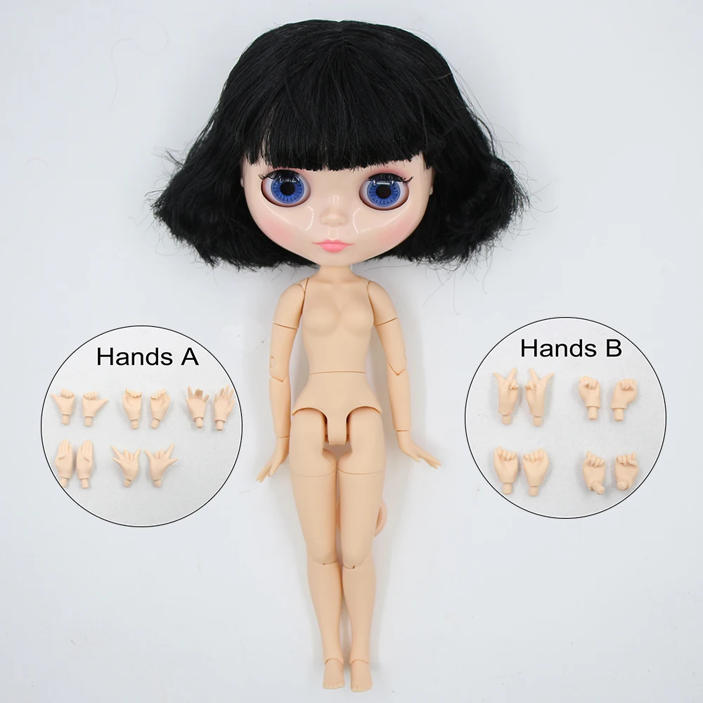Neo Blythe Doll with Black Hair, Natural Skin, Shiny Cute Face & Custom Jointed Body 1