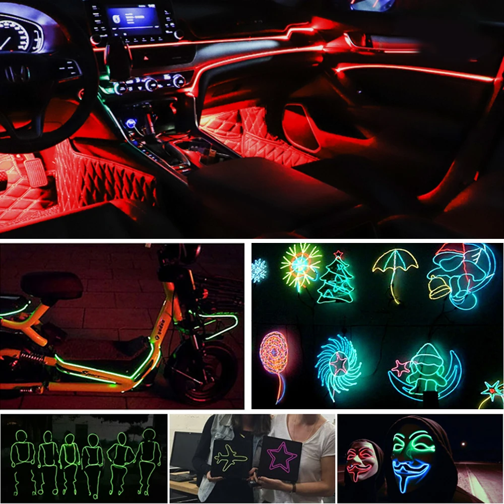 LED Car Lights LED Car Decorative Lights LED Car Decoration Lamp Car Ambient Lights LED Atmosphere Lamp LED Atmosphere Lighting LED Interior Lights Car Interior Lighting Decorative Led Lights EL Wiring Neon Strip USB Party Lamp