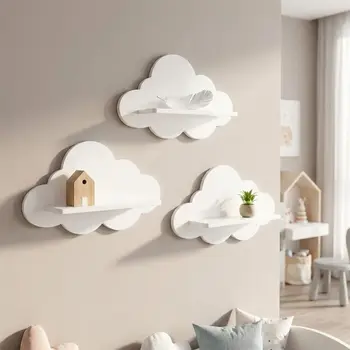 Mensola da Parete in Legno Stile Moderno, Scaffale a Forma di Nuvola Resistente e Stabile, Mensole Minimaliste da Parete per Stoccaggio