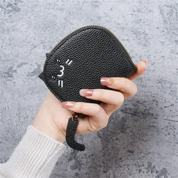 Chic 2024 Compact Cat Lady Multi - Card Cartoon Coin Purse (Black)