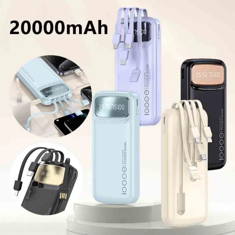 Power Bank con display digitale da 20000 mAh Batteria esterna a ricarica rapida Cavo integrato Power Bank certificato CCC per Samsung iPhone - Image 4