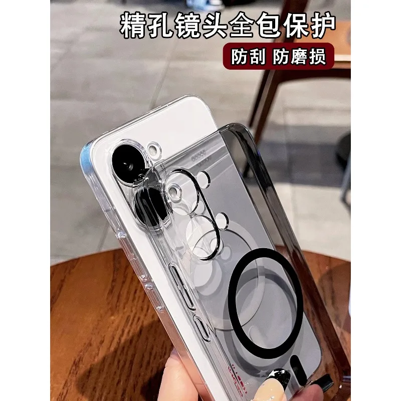 Magnetic Luxury Transparent PC Hard Shell Wireless Charging Shockproof Back Cover