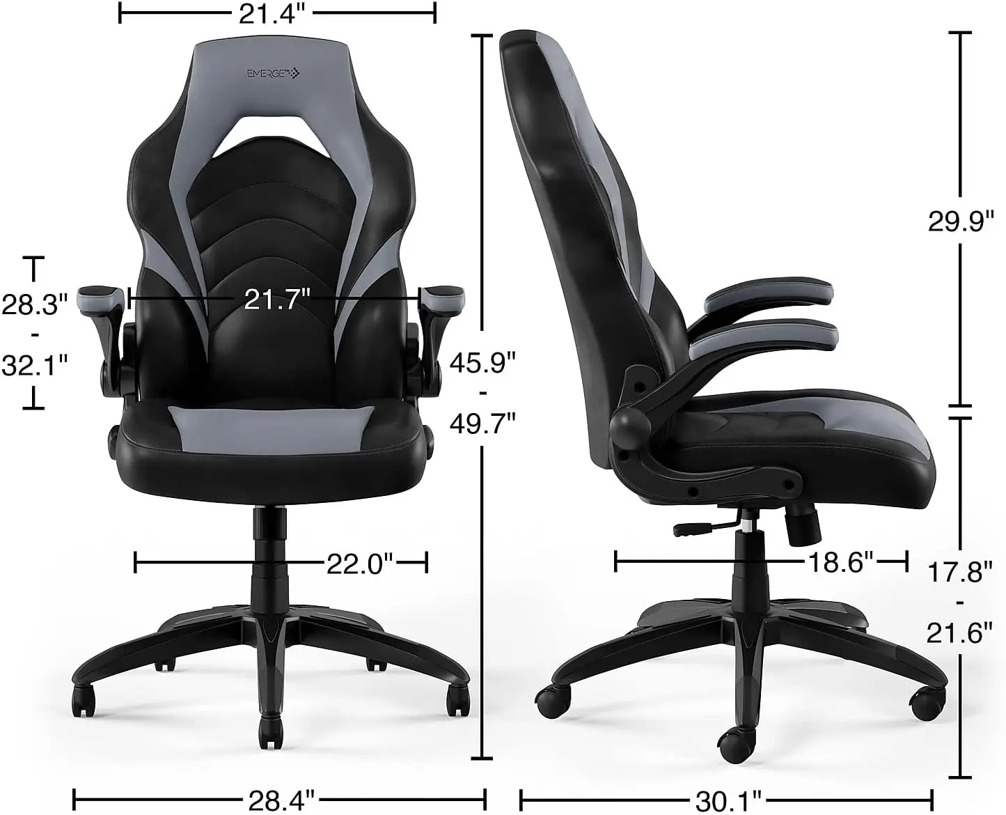 Bonded Leather Ergonomic Gaming Chair with Lumbar Support, High Back and Adjustable Tilt Lock