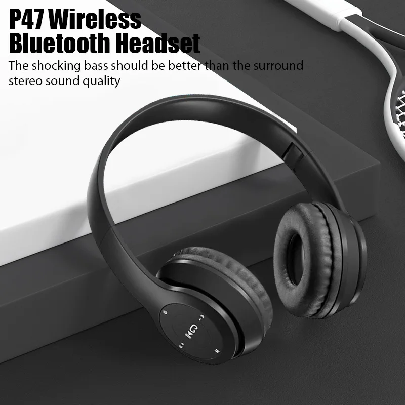 Stereo P47 Wireless Bluetooth Headset Over the Ear Fone Bluetooth Earphones Folding Game Earbuds Stereo Headphones