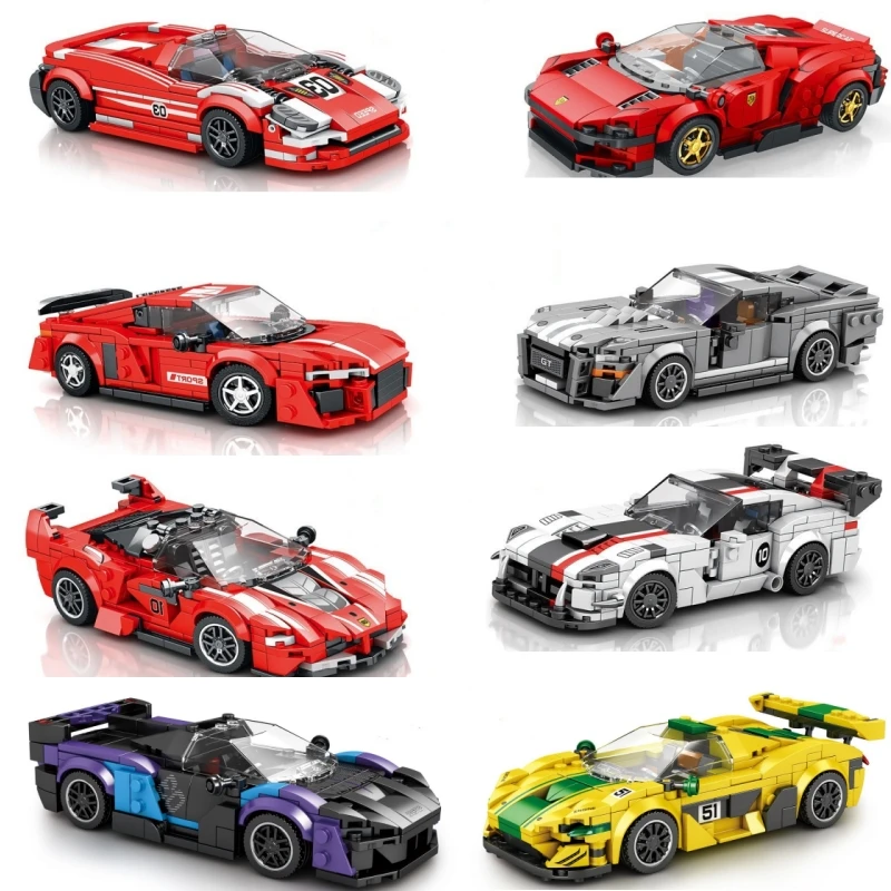 Hot City Car Vehicle Speed Champion Racer Building Blocks Brick Racing Super Technique Car Modello Fai Da Te Giocattoli Per Bambini Regalo Di Complean