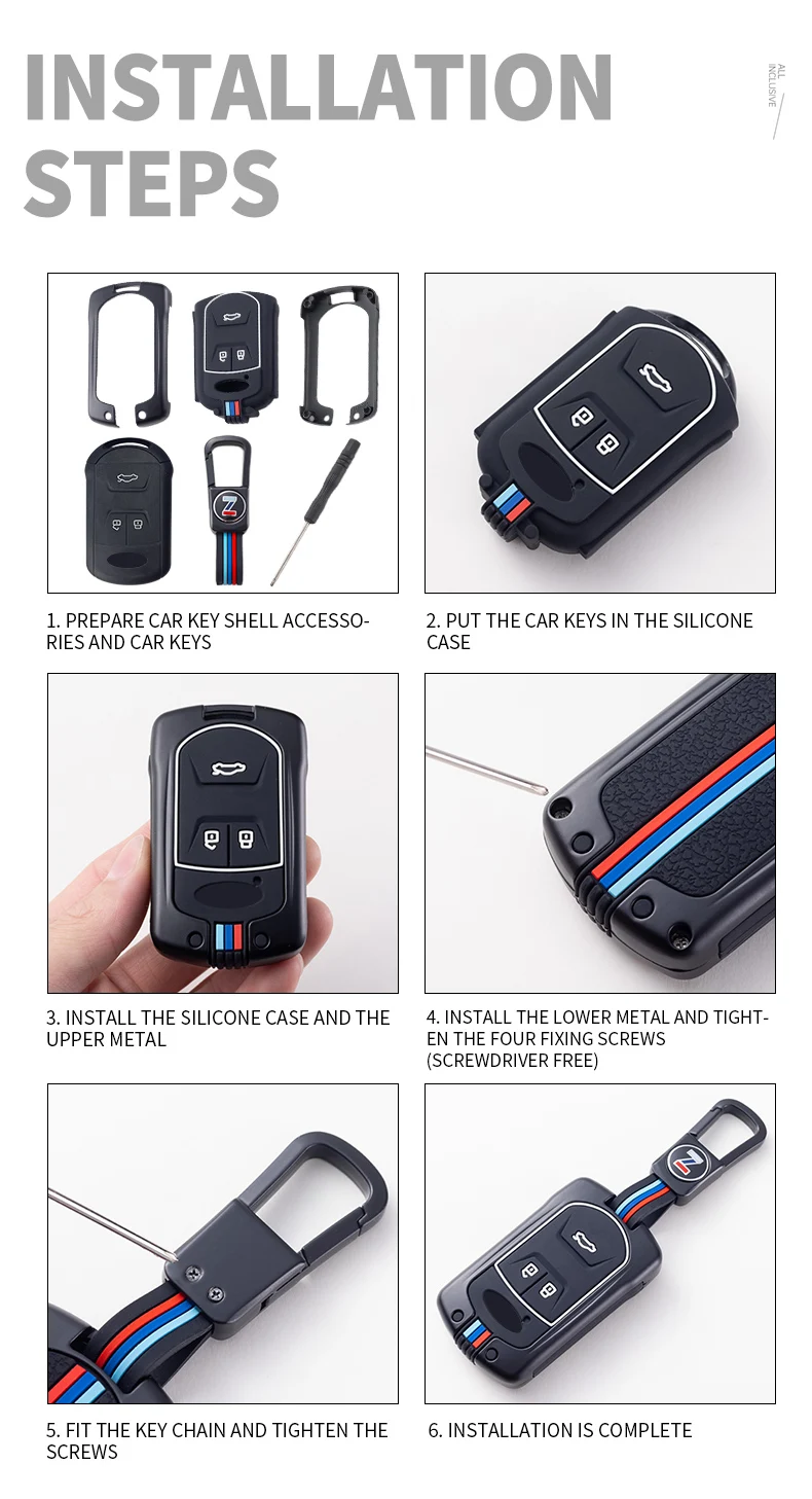 Custodia per chiave auto in metallo copertura guscio di protezione per Chery Tiggo 5 Tiggo 7 Tiggo 8 Arrizo 5x6 7 3 bottoni accessori portachiavi intelligenti - S82c4559e34fc45328ac6a3771af16d9dK