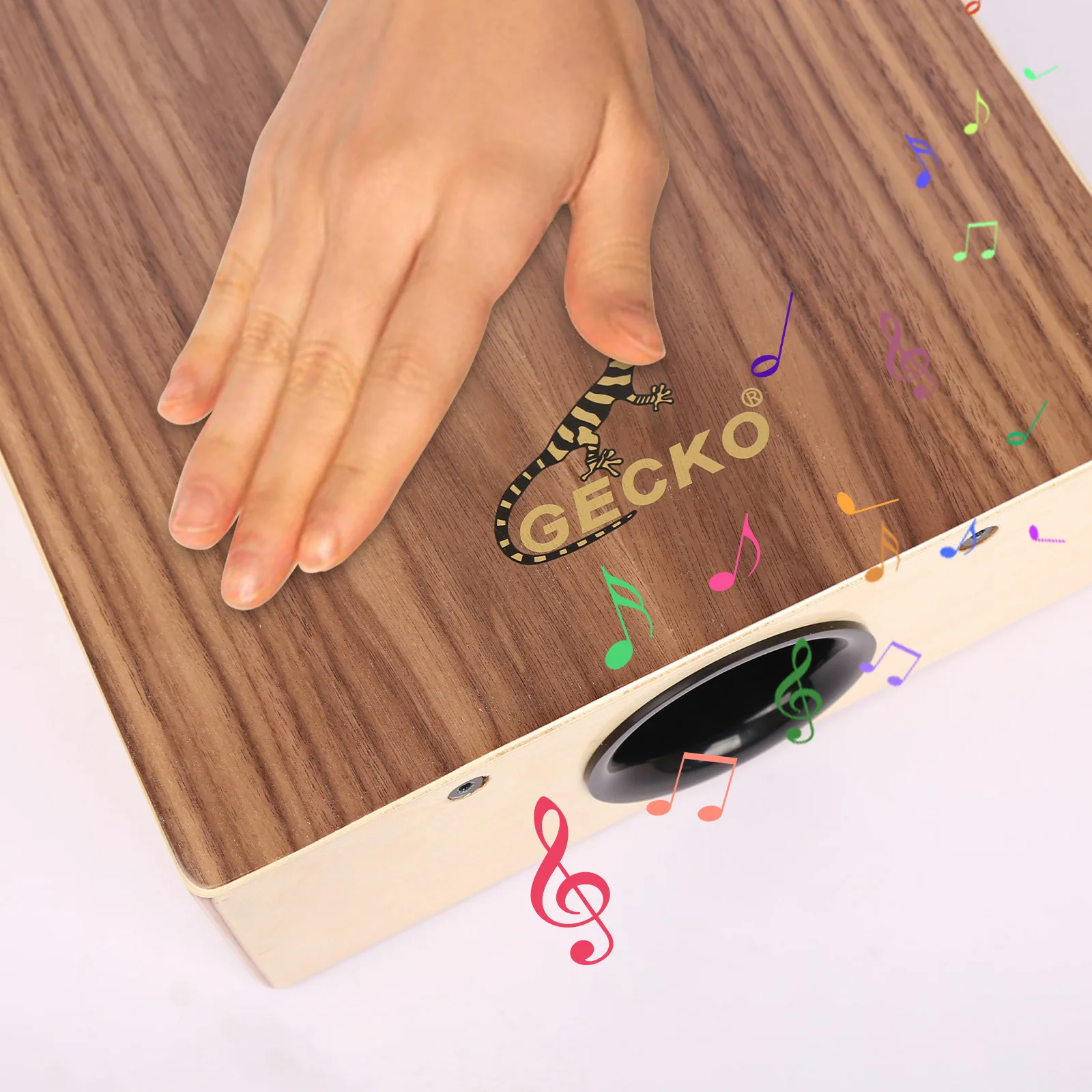 GECKO Cajon Wooden Drum Flat Hand Drum Percussion Instrument Adjustable Strap Portable Box Beginners Traveling