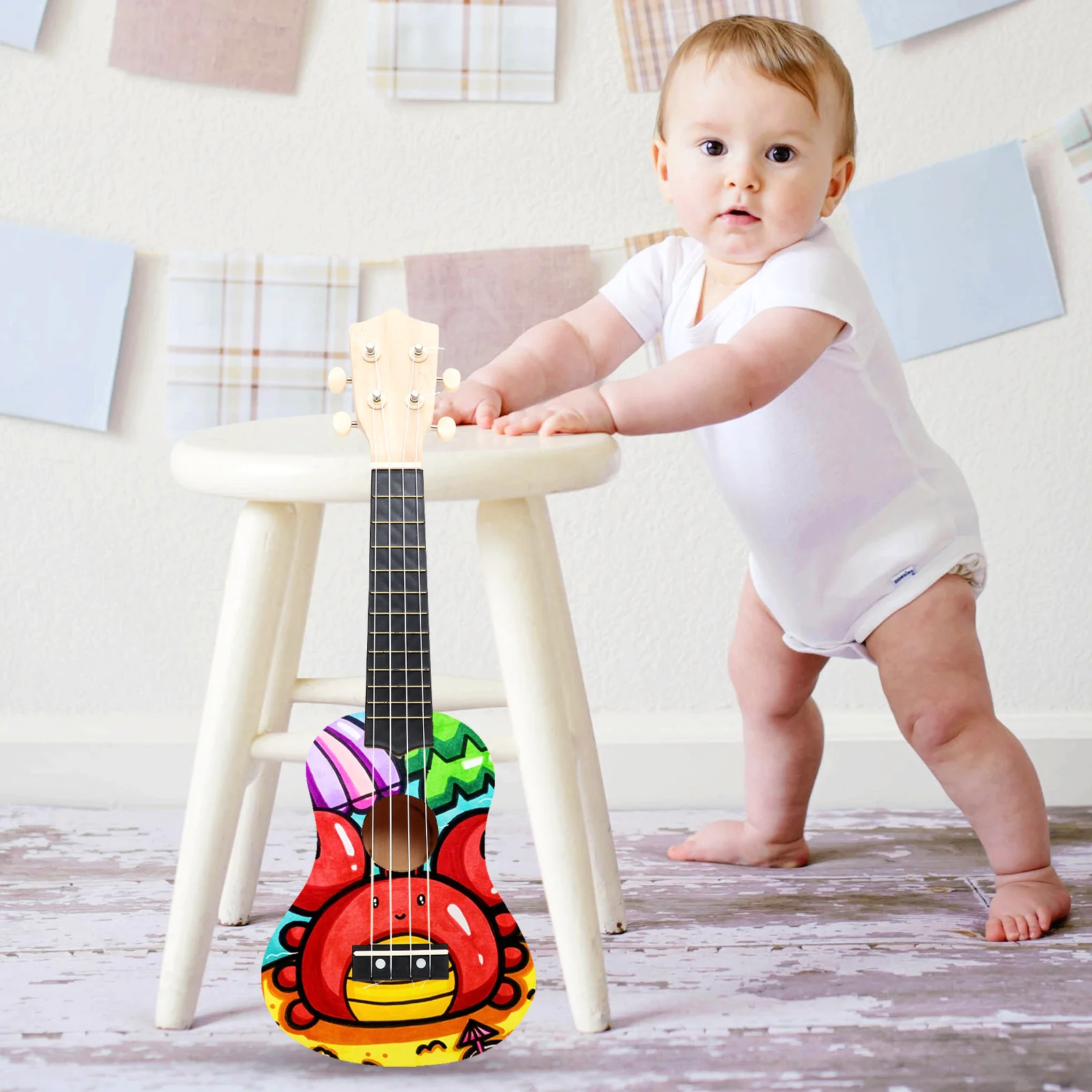 Ukulele Set Ukulele Diy Kit Hawaii Ukulele Kit Make Your Own Hand Painting Guitar Assembling Children Art Project Beige