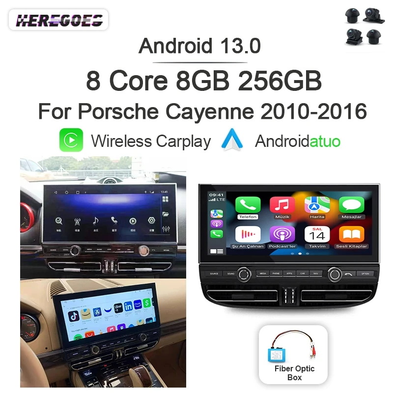 

7862 Carplay Auto Android 13 Car Radio GPS Player 8GB+256GB Navigation QLED Bluetooth 4G LTE Wifi For Porsche Cayenne 2010-2017